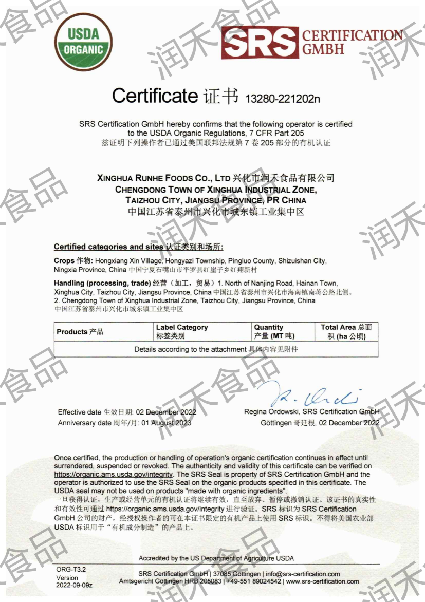 XH Runhe 13280-221202n Certificate&Annex NOP 20230801